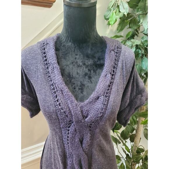 Miilla Women's Blue Acrylic V-Neck Short Sleeve Pullover Knit Sweater Size M - Picture 6 of 12